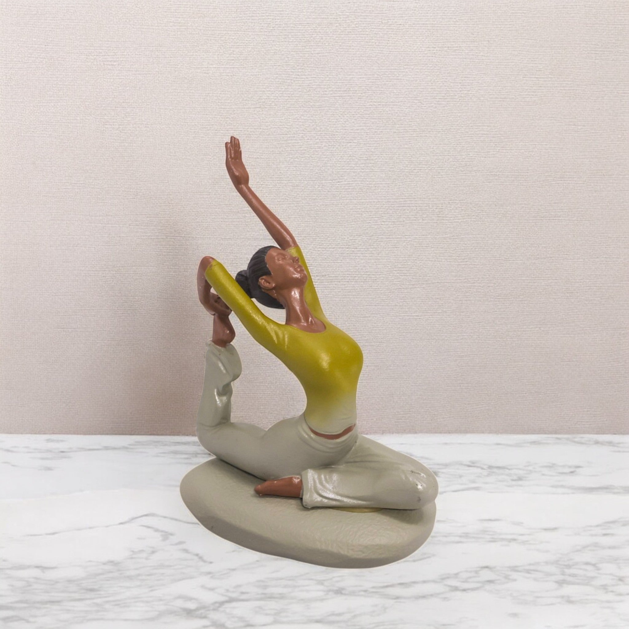 Divine Dekor’sBackbend Yoga Lady Sculpture 17cm | Layered Base Art Figure | Modern Wellness Decor