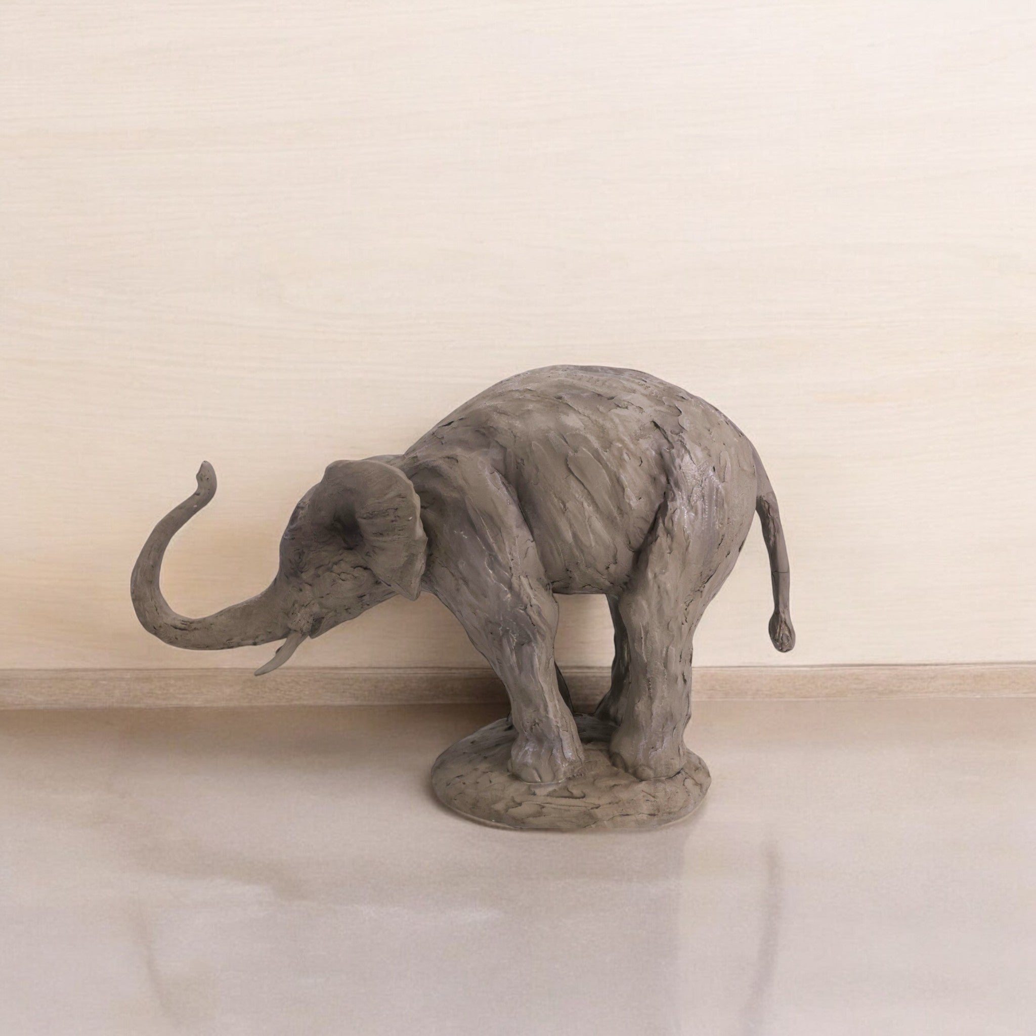 Elegant Grey Elephant Sculpture | Modern Wildlife Art | Divine Dekor