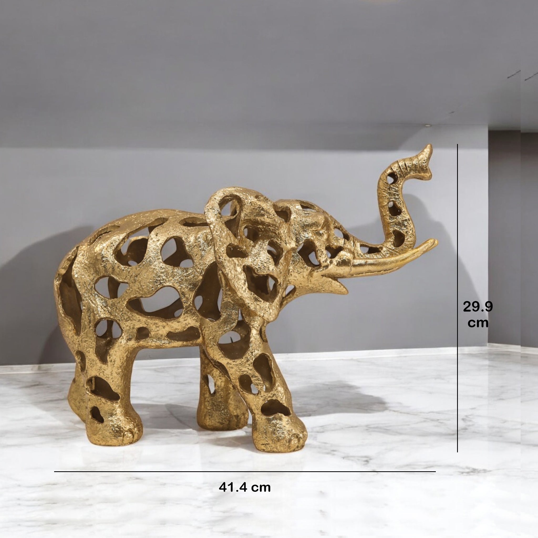 Luxury Geometric Golden Elephant Sculpture | Modern Lattice Art Statue | 41.4cm Premium Home Decor - Divine Dekor