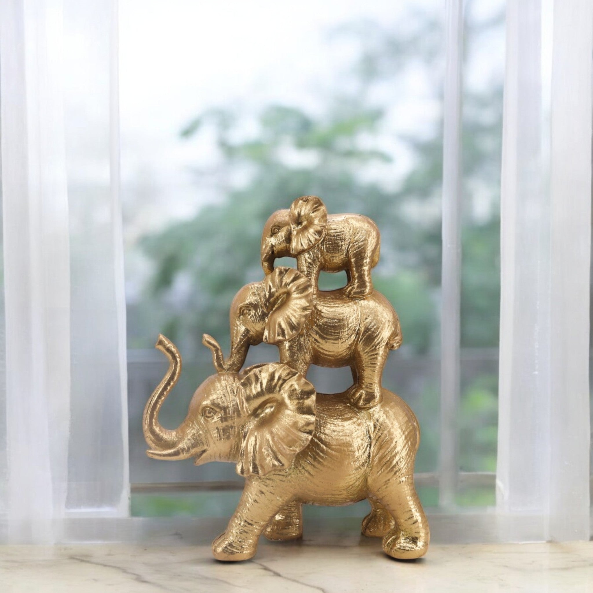 Golden Elephant Family | Lucky Modern Decor | Divine Dekor