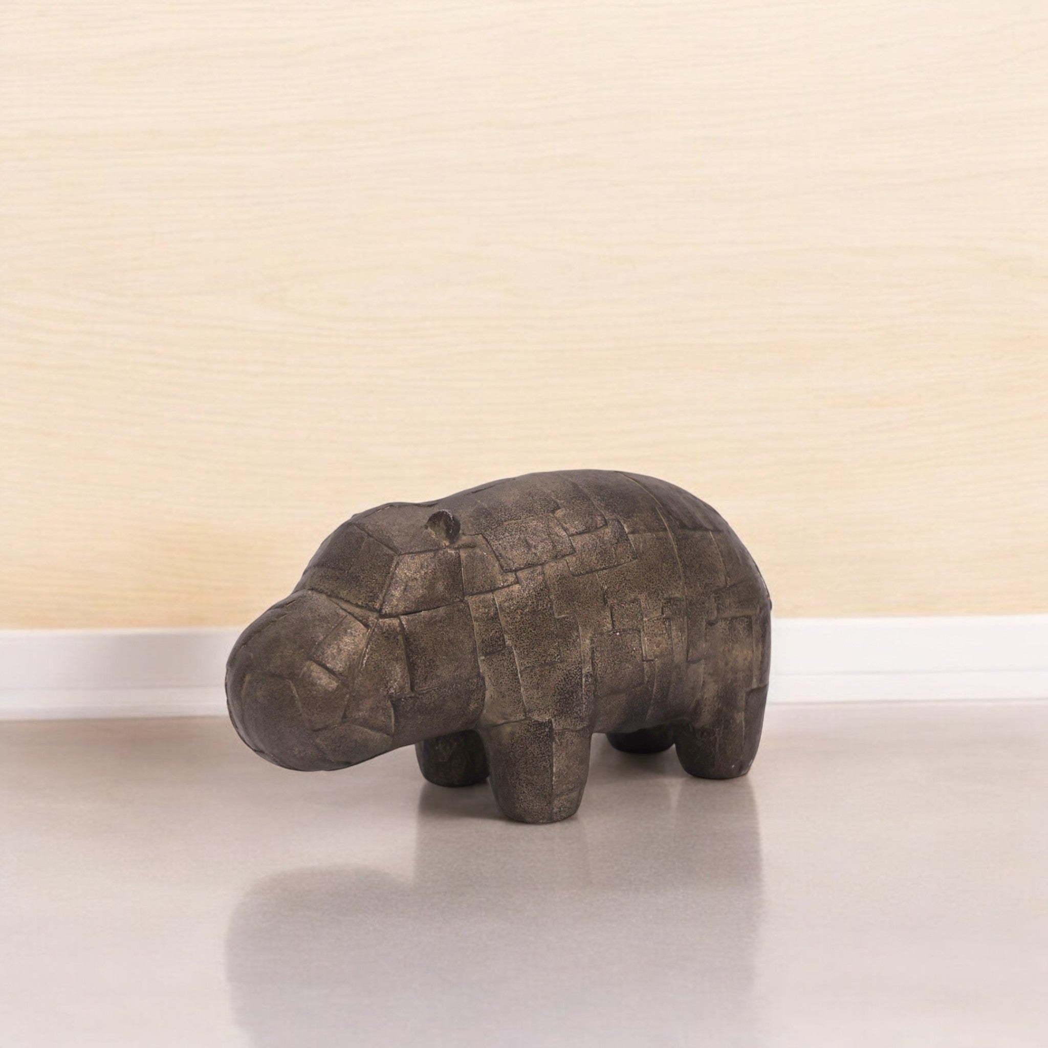 Rustic Hippo Sculpture | Modern Wildlife Art | Divine Dekor