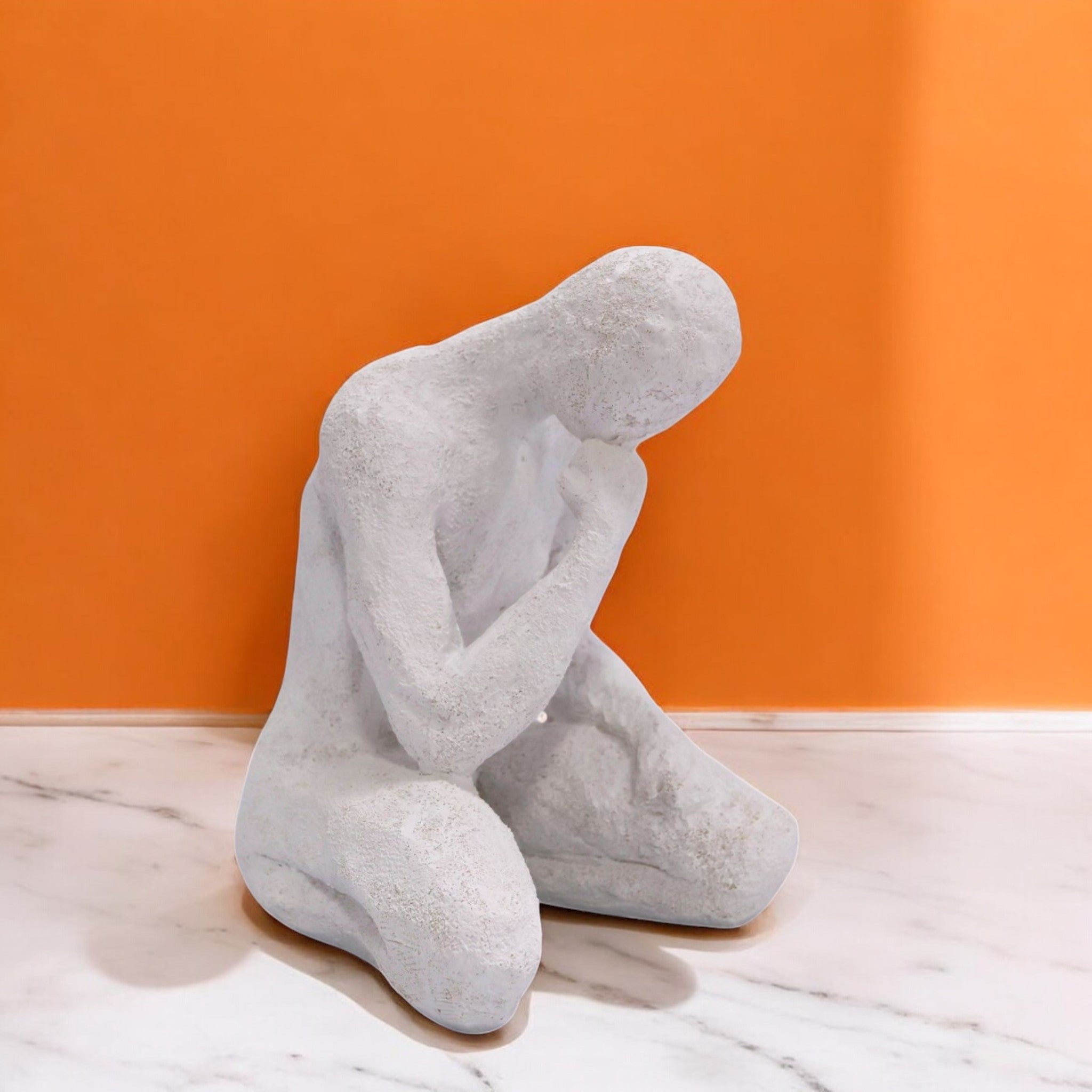 Modern Abstract Figure Sculpture | Pure White Art Statue | 24.3cm Contemporary Home Decor - Divine Dekor