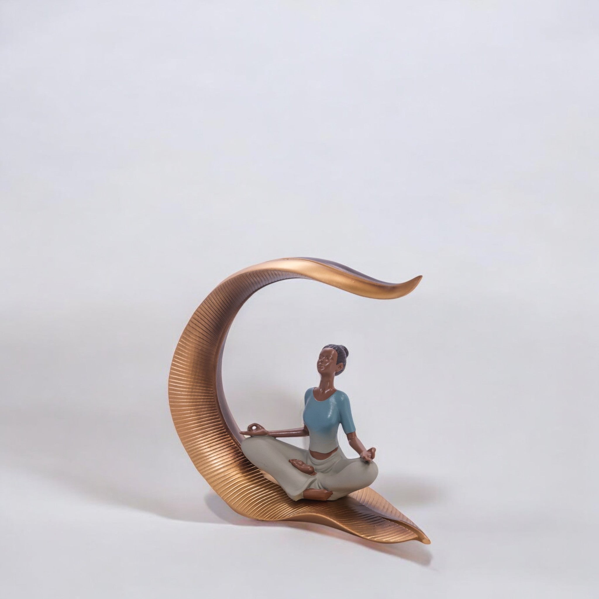 Divine Dekor’s Zen Moon Yoga Sculpture 27cm | Meditation on Crescent Art | Modern Mindfulness Decor | Divine Dekor