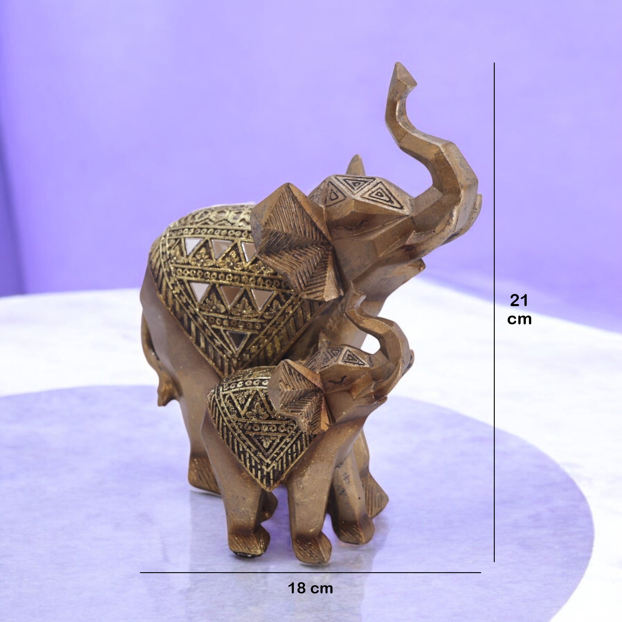 Divine Dekor Golden Elephant Figurines Set - Premium Resin Home Decor Collection