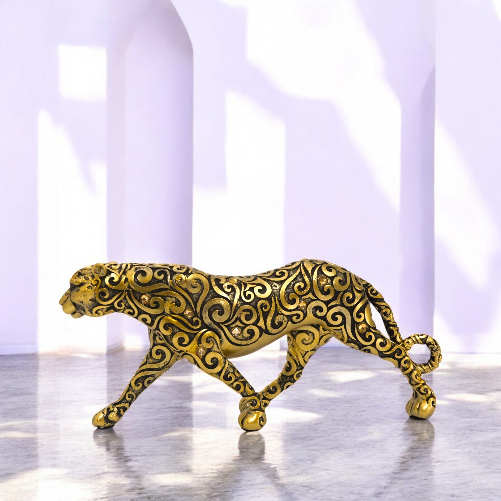 Ornate Golden Leopard | Luxury Wildlife Art | Divine Dekor