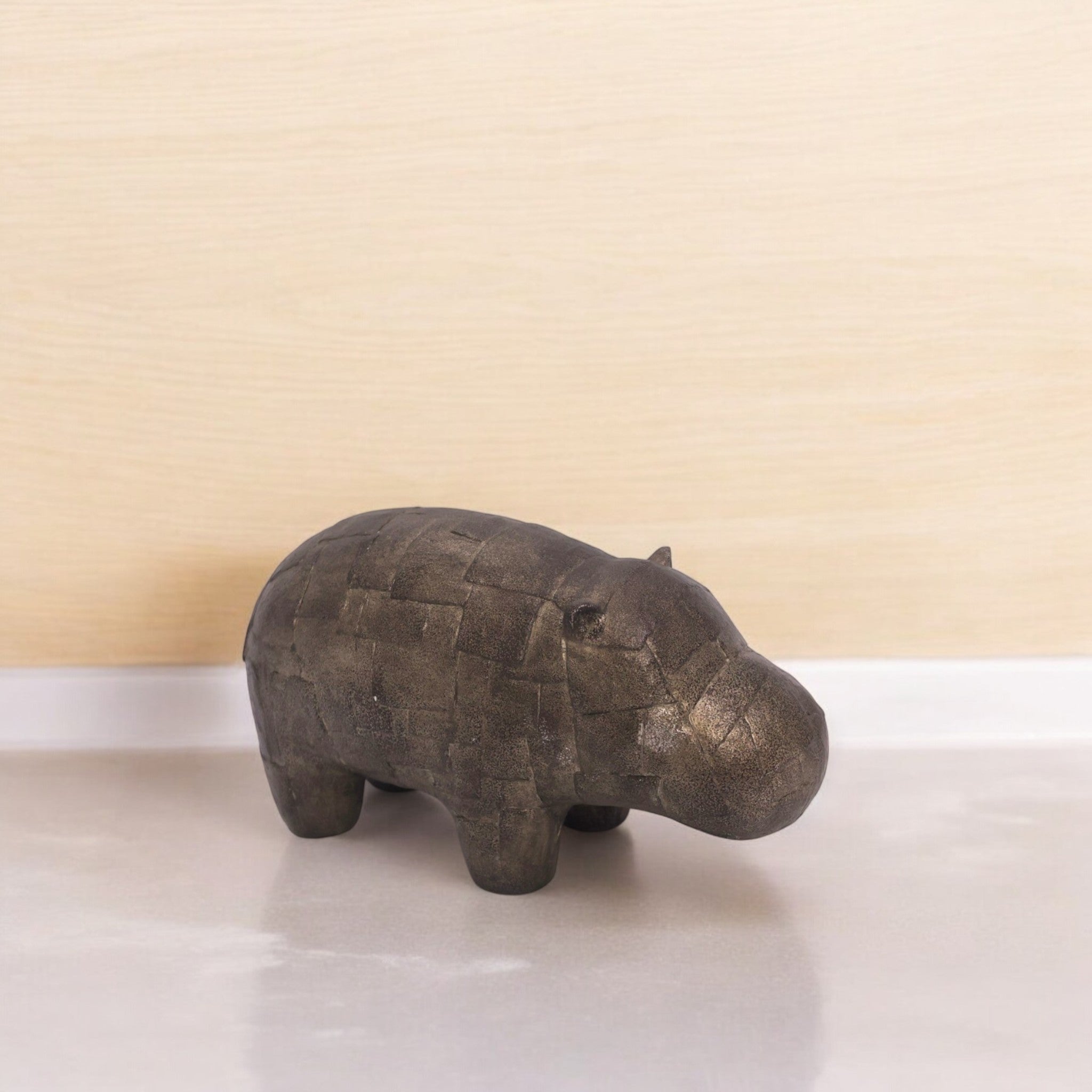 Rustic Hippo Sculpture | Modern Wildlife Art | Divine Dekor