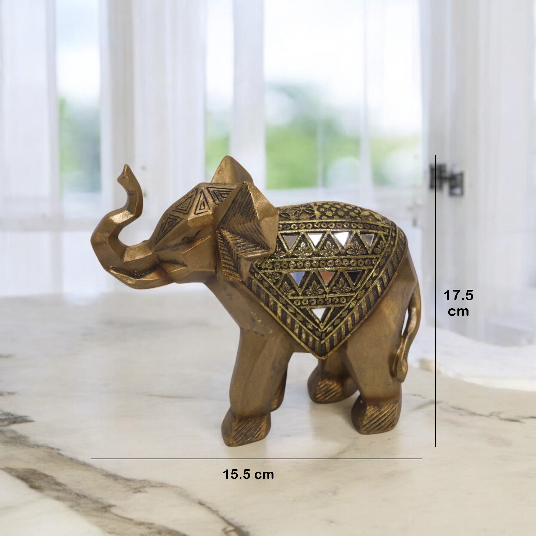 Golden Geometric Elephant | Modern Tribal Art | Divine Dekor