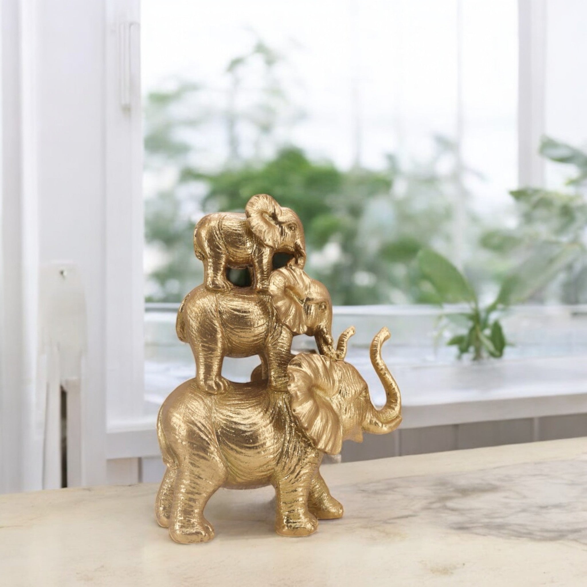 Golden Elephant Family | Lucky Modern Decor | Divine Dekor