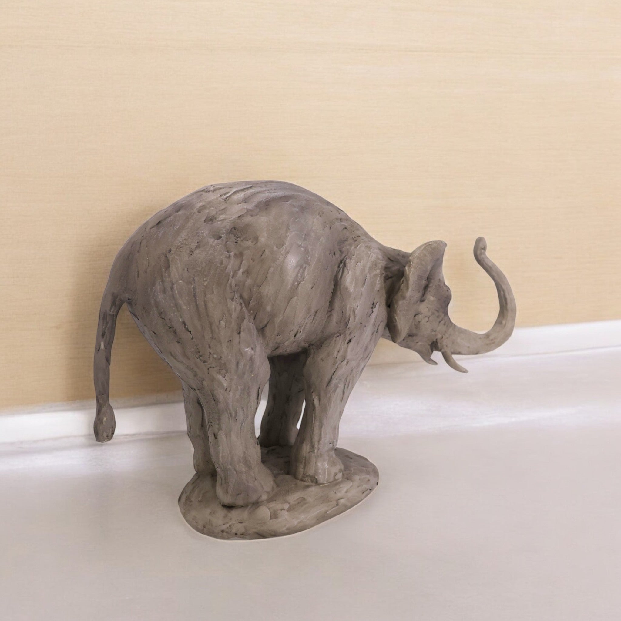 Elegant Grey Elephant Sculpture | Modern Wildlife Art | Divine Dekor