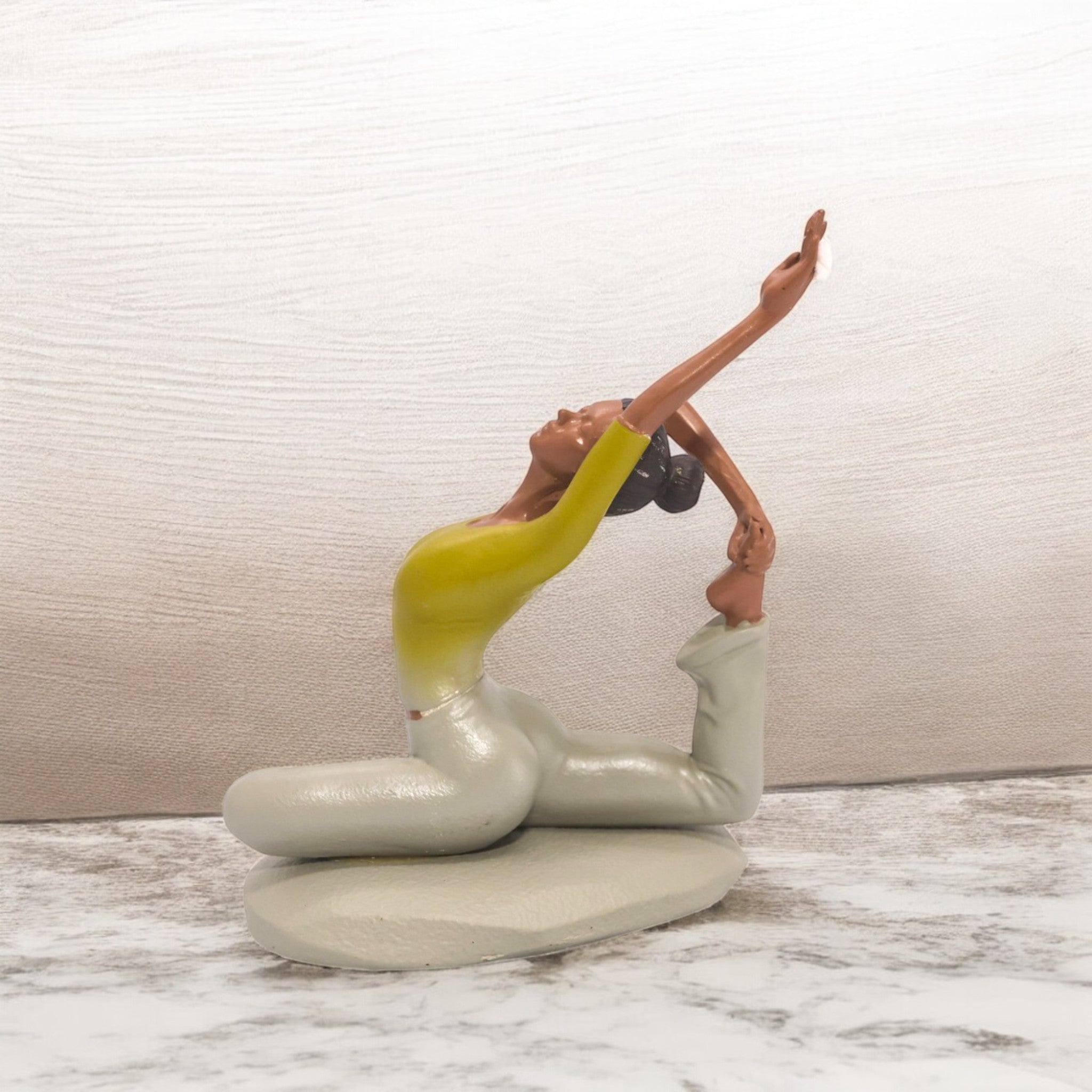 Divine Dekor’sBackbend Yoga Lady Sculpture 17cm | Layered Base Art Figure | Modern Wellness Decor