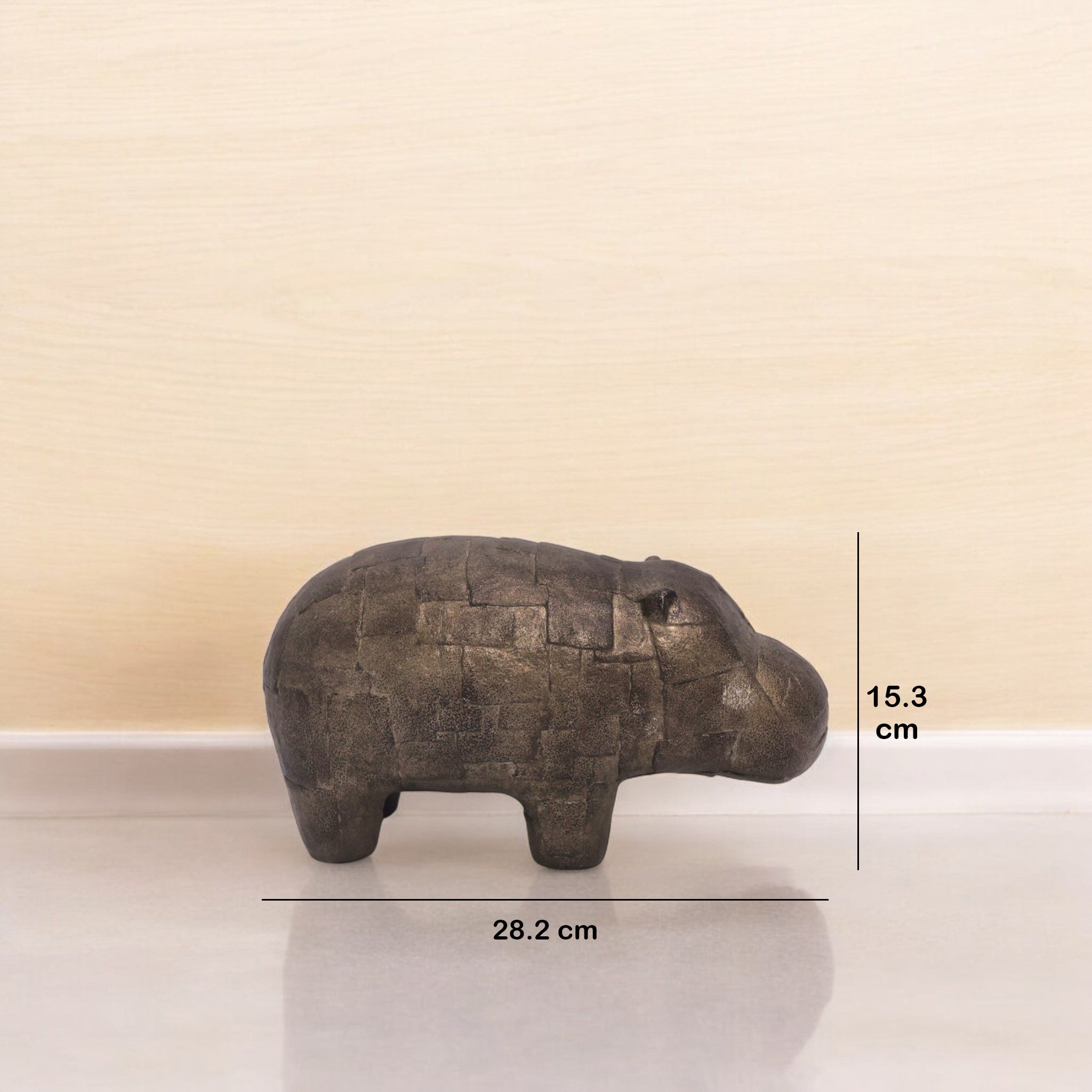 Rustic Hippo Sculpture | Modern Wildlife Art | Divine Dekor