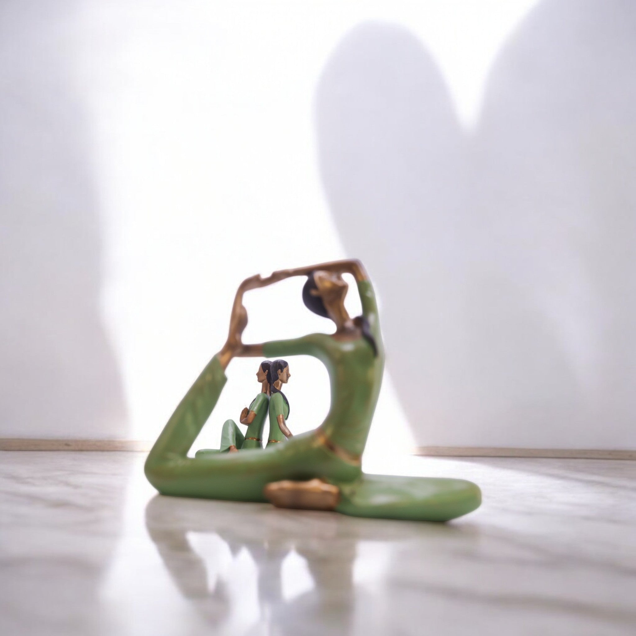 Divine Dekor Yoga Pose Trio Set | 12.5cm Meditation Figurines | Zen Miniature Collection | Wellness Decor (Sage Green)